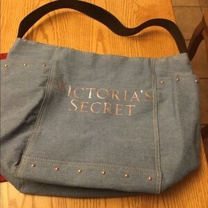 Victoria Secret denim tote bag Rose Gold Weekender